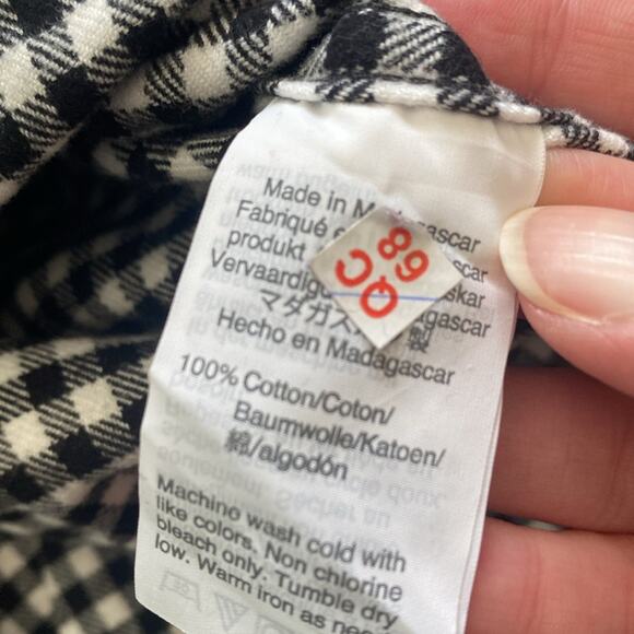 J.CREW MERCANTILE BLACK WHITE GINGHAM FLANNEL HALF ZIP 100% Cotton Sz Small - Picture 6 of 6